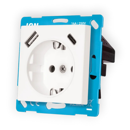 ION Industries Wandcontactdoos RA met Aanraakbeveiliging inclusief USB-A & C - V1/J1