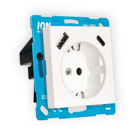 ION Industries Wandcontactdoos RA met Aanraakbeveiliging inclusief USB-A & C - V1/J1