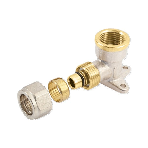 Bonfix Alu-Knel Muurplaatkoppeling - Knel x Binnendraad - Vernikkeld Messing - 16mm x 1/2
