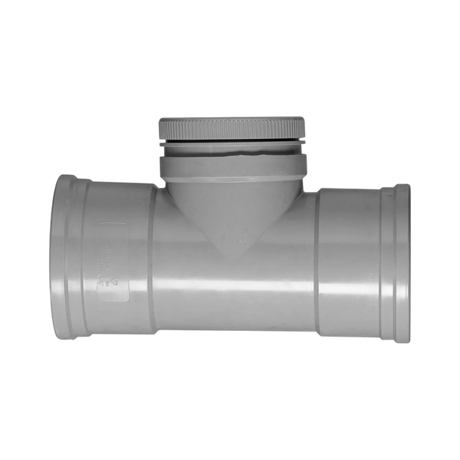 Martens Ontstopping T-Koppeling met Schroefdeksel - 2x Manchet - PVC - 110mm