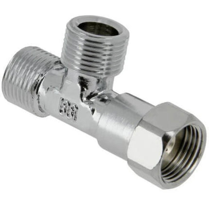 Bonfix T-Koppeling met Moer - Buitendraad x Wartel - Verchroomd Messing - 3/8 x 3/8 x 3/8