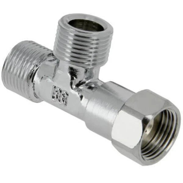 Bonfix T-Koppeling met Moer - Buitendraad x Wartel - Verchroomd Messing - 3/8 x 3/8 x 3/8