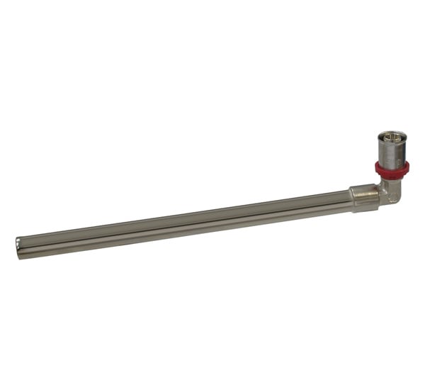 Fornara Forpress Radiatorbocht met 20cm Buis - Pers x Knel - Messing - 16mm x 15mm