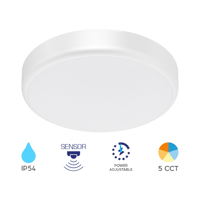 Braytron LED Plafondlamp met Bewegingssensor - Rond - 20W - IP54 - Wit