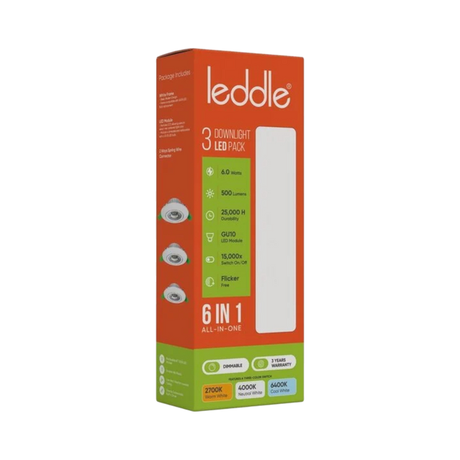 Leddle Downlight Set met 3 Dimbare Spots - 6W - 6IN1 - CCT